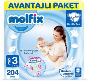 Molfix 3 Beden 204 Adet Bebek Bezi