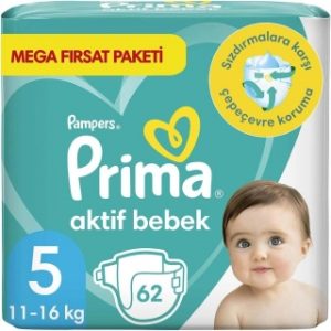 Prima Aktif Bebek 5 Beden 62 Adet Bebek Bezi