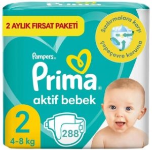Prima Aktif Bebek Yenidoğan 2 Beden 288 Adet Bebek Bezi